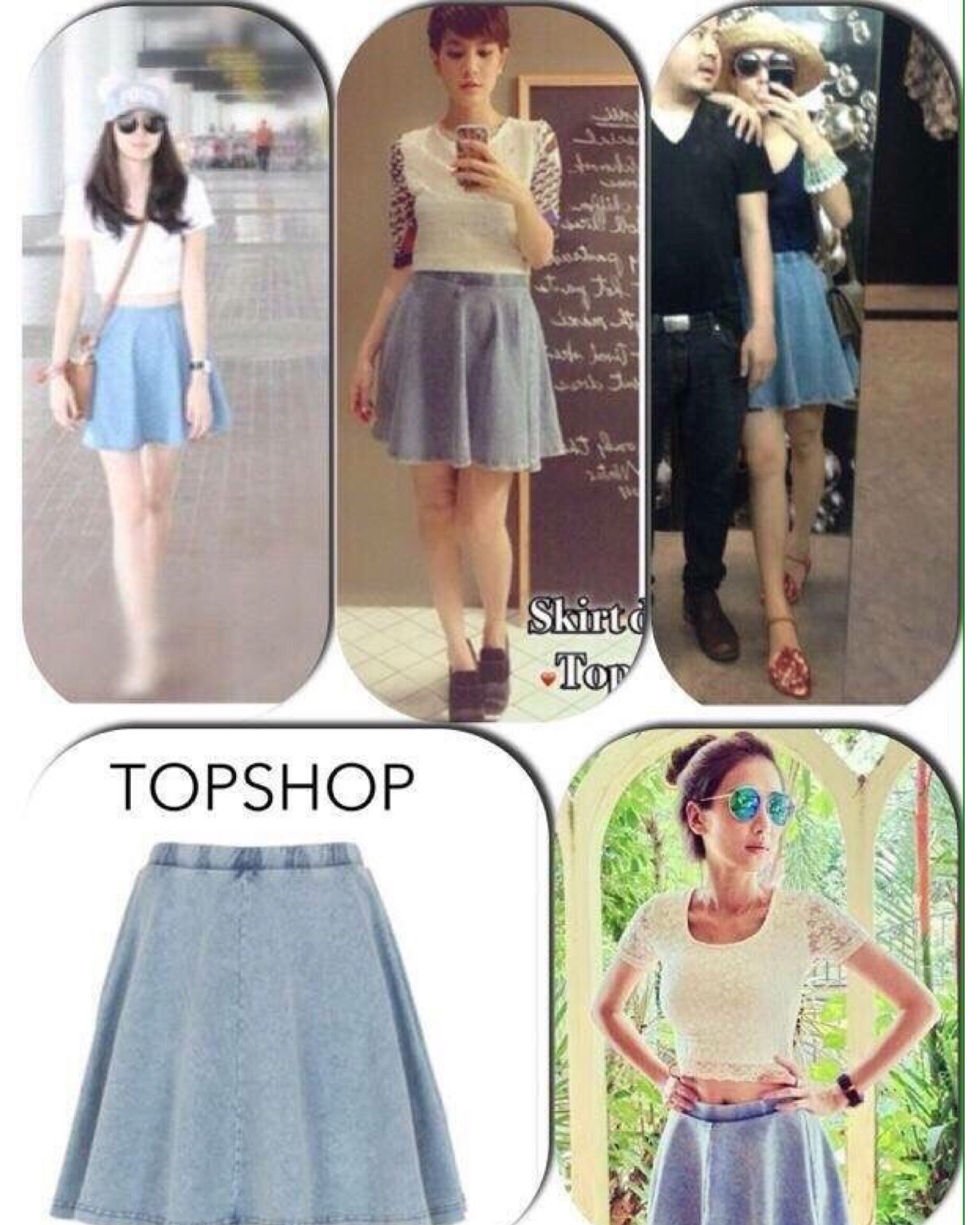 กระโปรงยีนส์ผ้าฟอกแบบคุณโฟร์ คุณเนย คุณก้อยใส่ แบรนด์Topshop