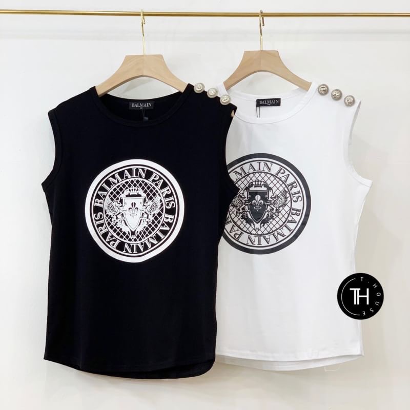 เสื้อยืดBALMAIN Tank เสื้อยืดดาราใส่