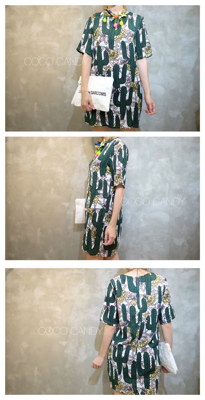 เดรสสั้น ผ้าพิมพ์ลายตะบองเพชร มีซิปหลัง