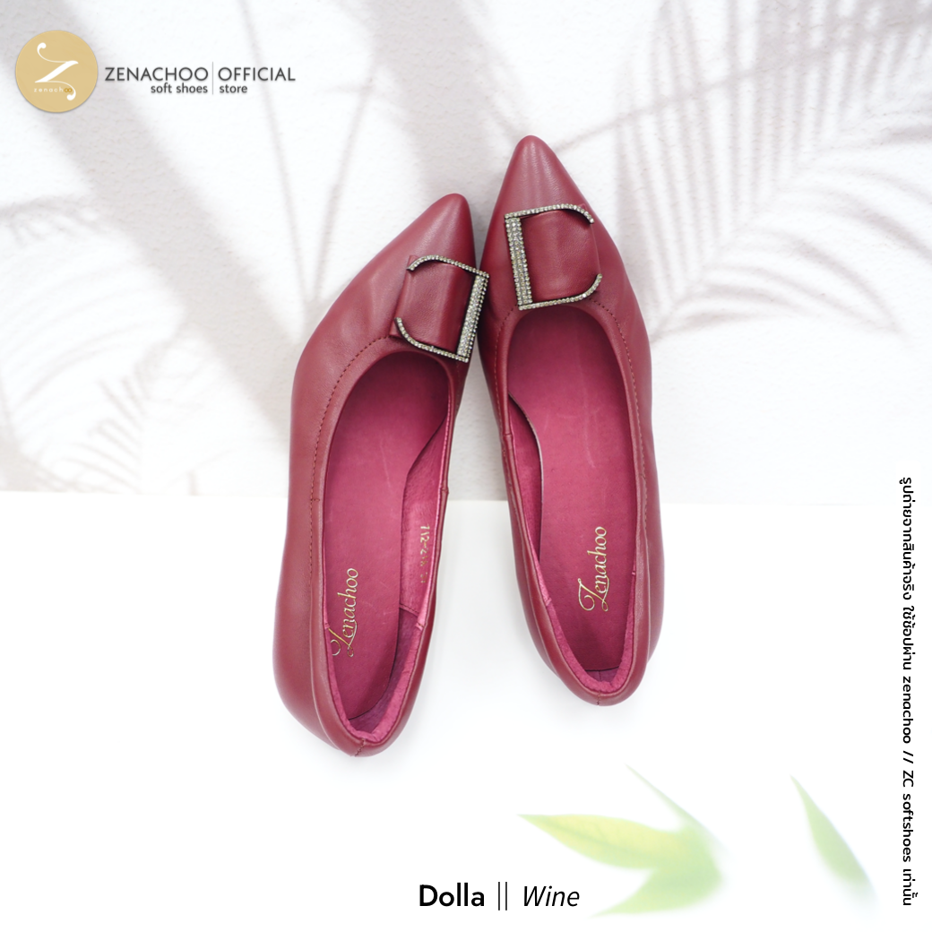 ทรงปกติเปลี่ยนไซส์ได้-ไม่รับคืน ทรงขายดี Zenachoo รุ่น Dolla สูง 2 นิ้ว รองเท้าหนังแกะแท้ หนังนิ่ม พื้นนุ่ม