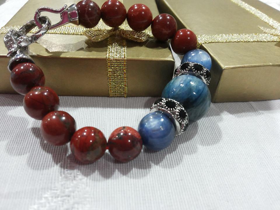 สร้อยข้อมือ เรดแจสเปอร์,คะยาไนท์ Red Jasper, Kyanite ขนาด 10 มิล
