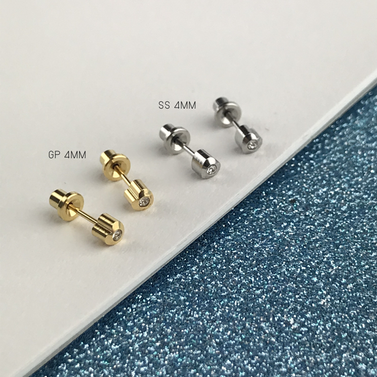 (ส่งฟรี!) ต่างหูสำหรับผิวแพ้ง่ายแป้นตัน สแตนเลสเกรดการแพทย์ ปลอดภัย 100% Heartlite_HC464_