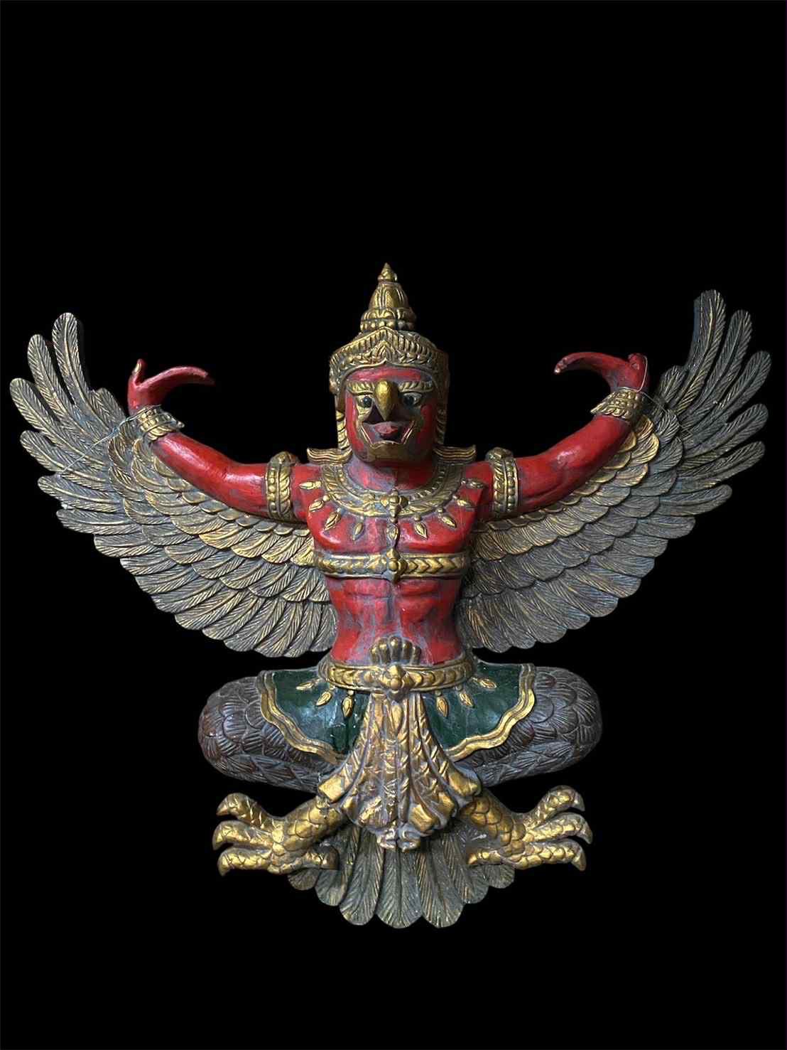 พญาครุฑไม้สัก ครุฑไม้แกะสลัก ขนาด120ซม