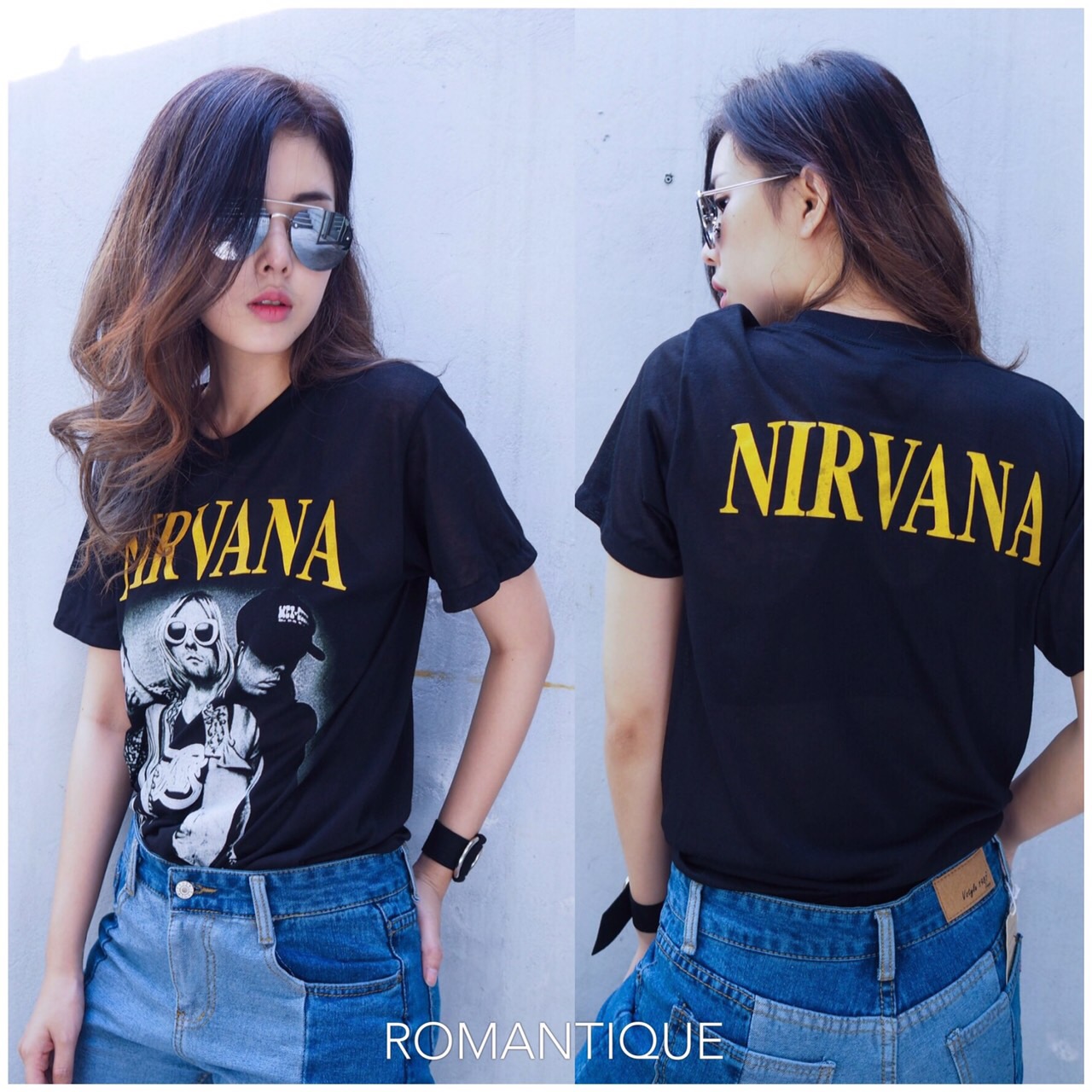 เสื้อวง ผ้ายืดบางทะลุติ่ง สกรีนลายวงร็อควินเทจ ลายสกรีน หน้า-หลัง
