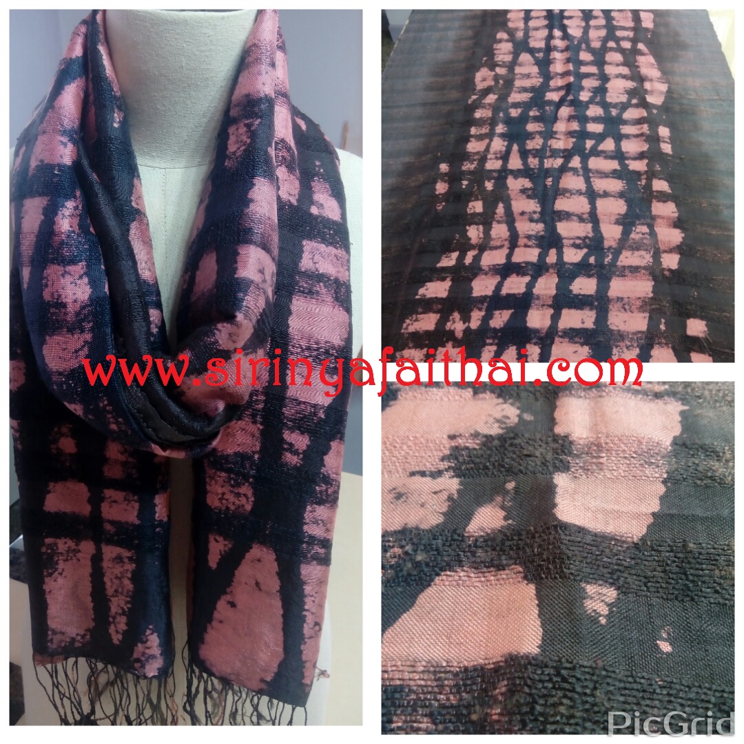 ผ้าพันคอ-ผ้าคลุมไหล่ไหมแท้ทอมือ เพ้นท์บาติก Thai Silk Hand Painting Batik