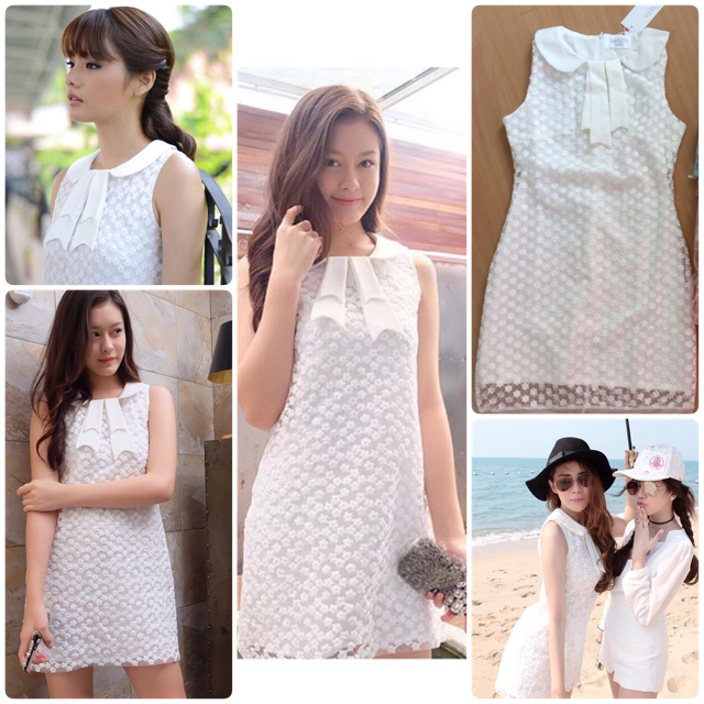 เดรสลูกไม้แก้วฉลุปกบัว ทรงAใส่สวยเลอค่ามากๆ ทรงเป๊ะ เนื้อผ้าใส่สบายมากๆค่ะ