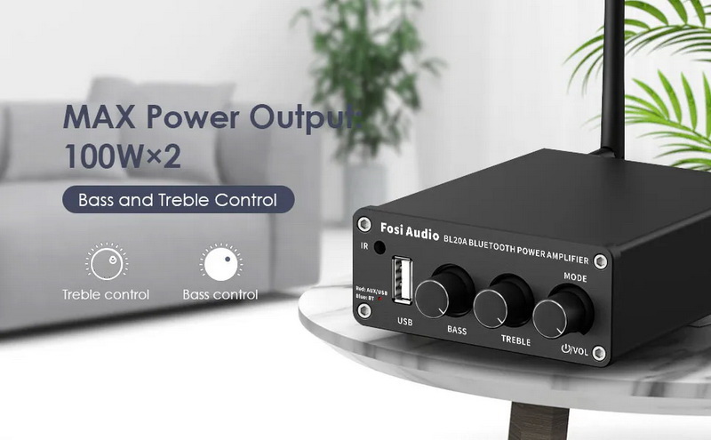Fosi Audio BL20A Bluetooth Power Amplifier ClassD ชิป TPA3116 x2 ประกันศูนย์ไทย