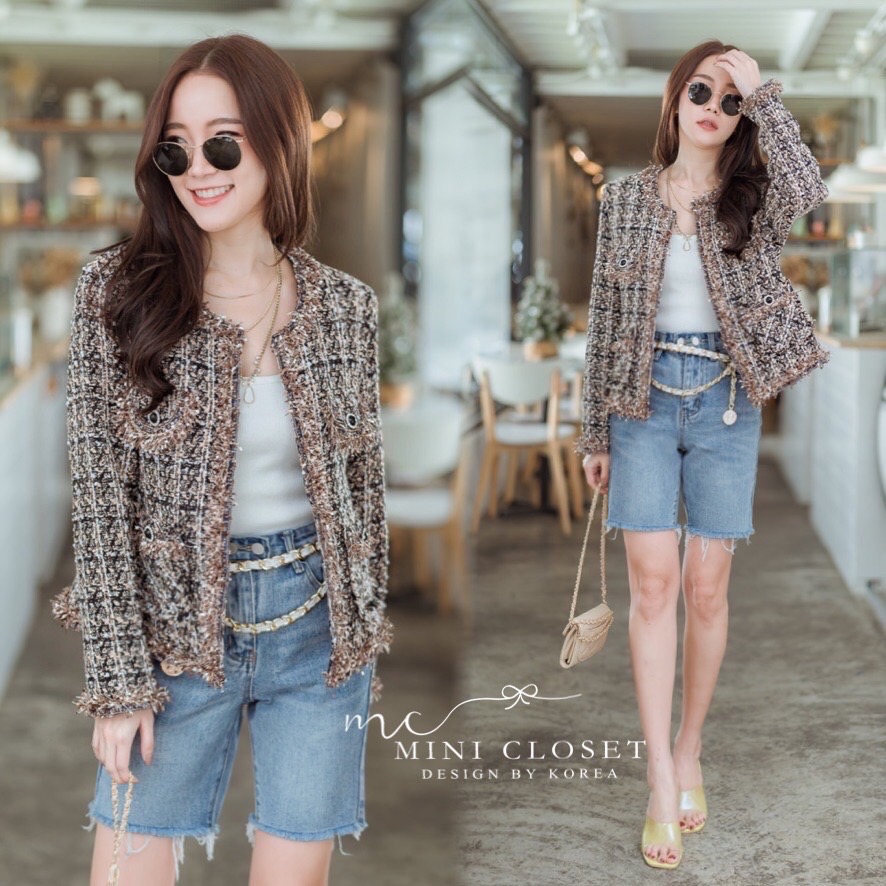 เสื้อคลุมผ้าทวีตสไตล์เกาหลี