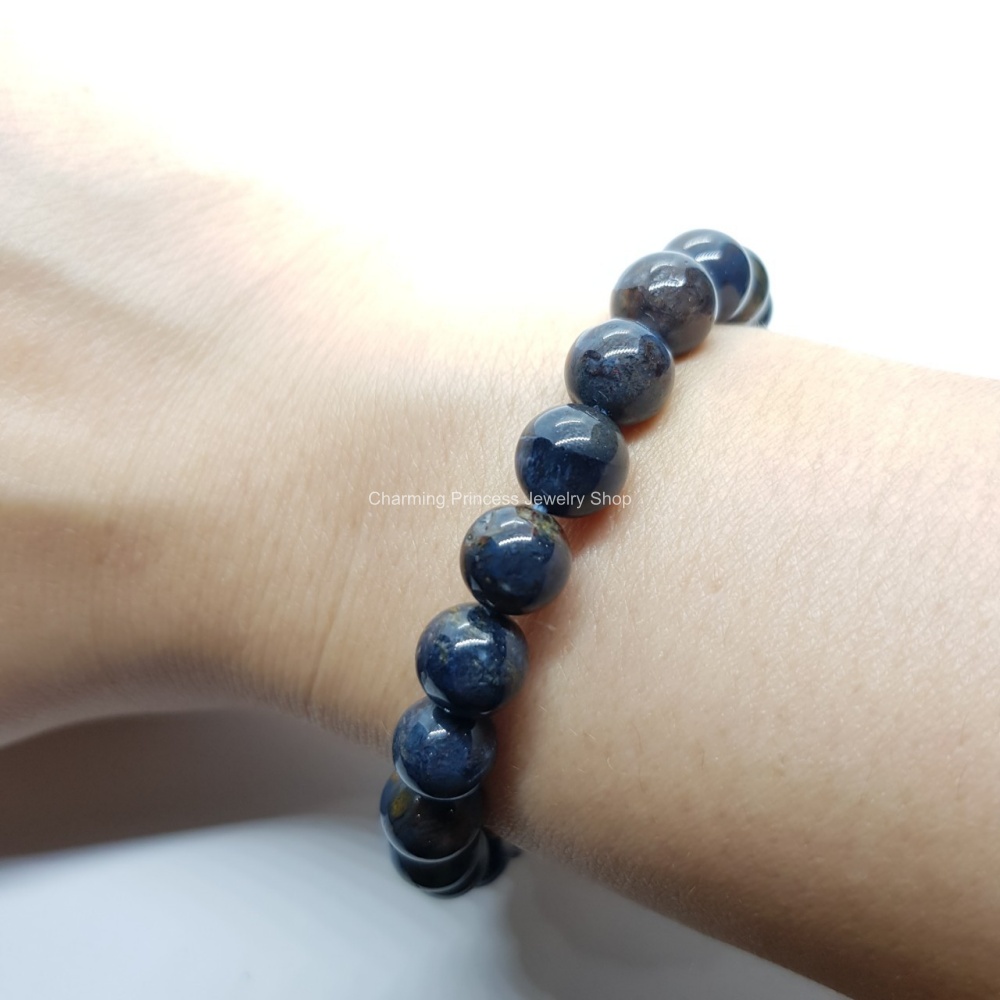 หินปีเตอร์ไซต์ หินบลูปีเตอร์ไซต์ หินปู่โสมเฝ้าทรัพย์ Pietersite 8 มม พกติดตัวหรือสวมใส่ไว้ช่วยป้องกันนะวังทรัพย์สินสูญเสียออกไป