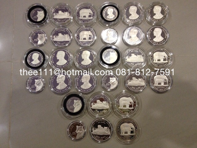 เหรียญกษาปณ์เงินขัดเงาที่ระลึก อนุรักษ์สัตว์ป่า ชุด 3 (เสือ-ช้าง) พ.ศ.2540 แบบบาง+แบบหนา ทั้งชุด 6 เหรียญ