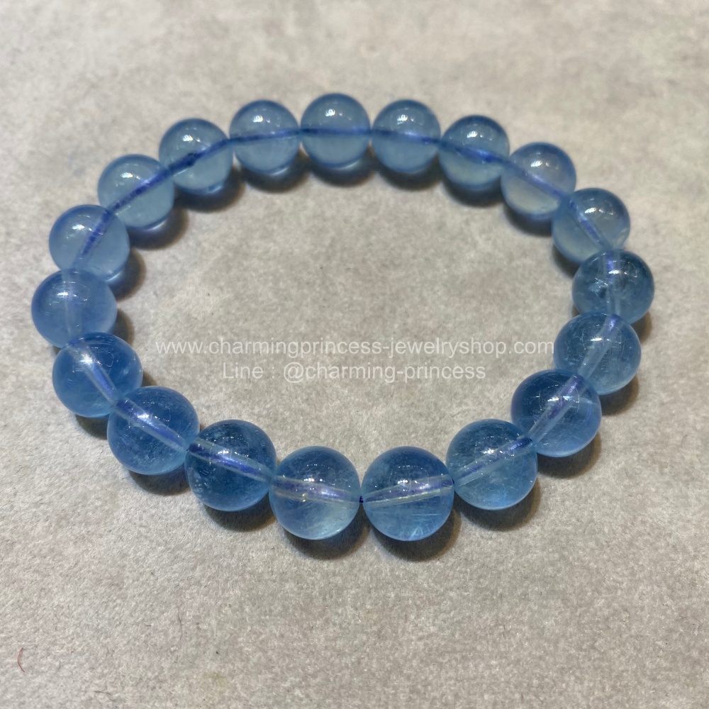 Aquamarine อความารีน 10 มม AAA++ หินประจําเดือนเกิดของคนราศีมีน เป็นของขวัญของความห่วงใย สำเนา
