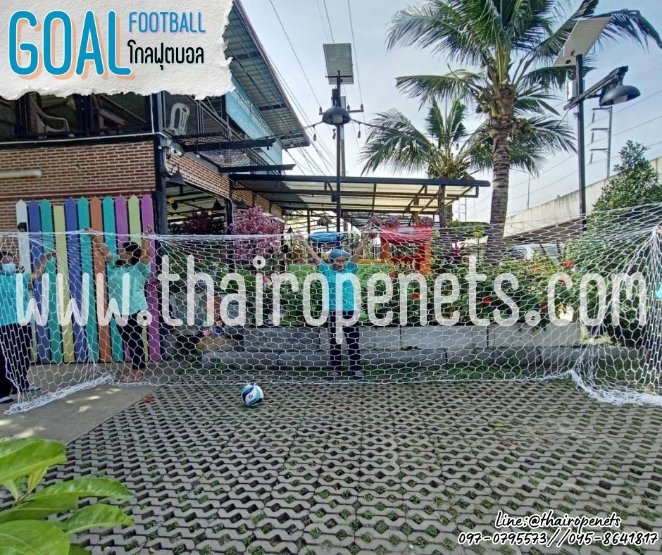 โกลฟุตบอล 7 คน Goal football โกลฟุตบอล ช่องตาข่ายหกเหลี่ยม สีขาว เชือกหนา 3 มิล ช่องตา 4x4 นิ้ว ร้อยเชือกขอบพร้อมใช้งาน ไม่รวมโครง
