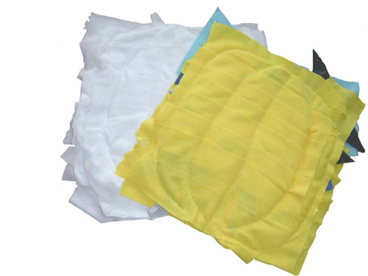 เศษผ้าเย็บวน คละสี ขนาด 8x8 " คละสี ผลิตจากเศษผ้านำเย็บติดกันเป็นแผ่น สำหรับงานทำความสะอาดทั่วไป ใช้สำหรับซับน้ำ น้ำมัน เช็ดเครื่องจักรทุกชนิด ใช้ได้ในสำนักงานและโรงงานอุตสาหกรรม