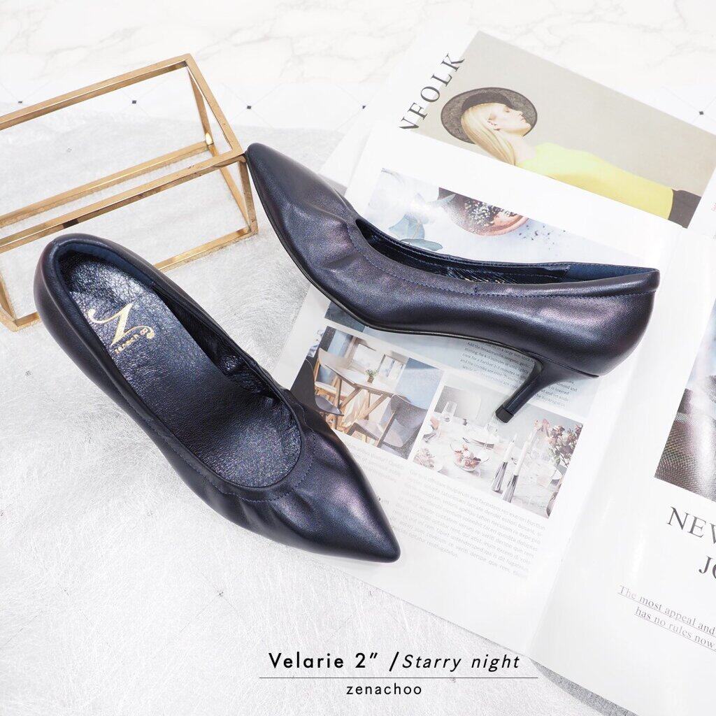 ทรงปกติ:เปลี่ยนไซส์ได้-ไม่รับคืน Zenachoo Velarie2 สูง 2 นิ้ว สีStarry Night รุ่นขายดี รองเท้าหัวแหลมหน้ากว้าง หนังแกะแท้