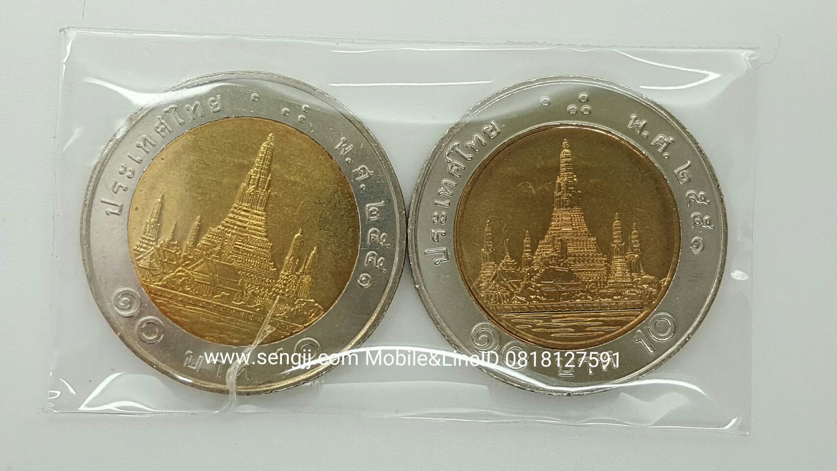 10 บาท 2 สี พ.ศ.2551 หัวเล็ก+หัวใหญ่