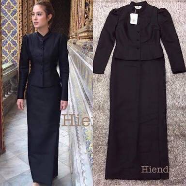 ชุดไทยจิตรลดา สีดำ งานป้าย