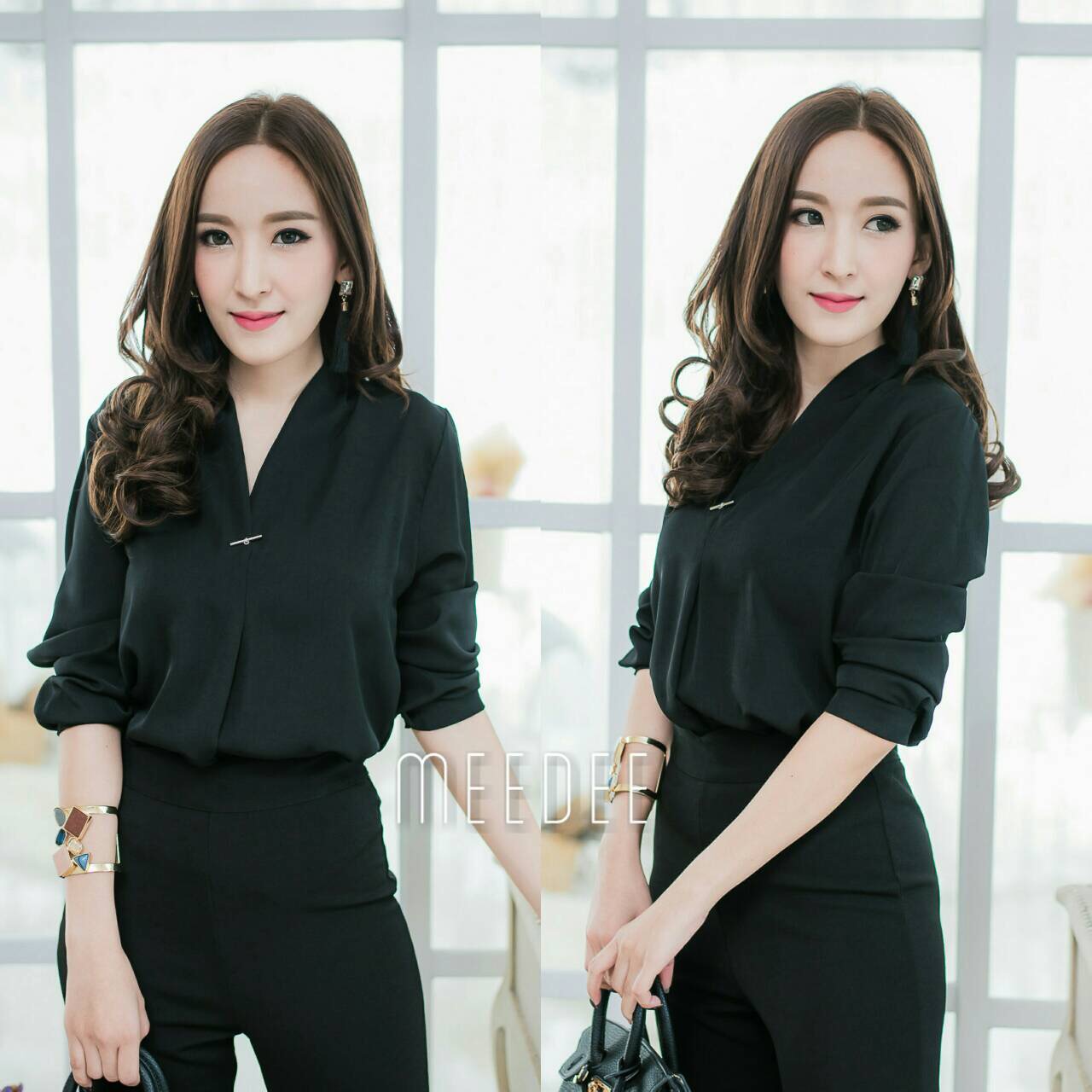 เสื้อแขนยาวสไตล์Zara งานเนี้ยบผ้าซิลค์วาเลนติโน เนื้อดีมาก คอวีติดหมุดเรียบหรูดูดีแบบงานบูติค ตัวนี้แมชง่ายใส่สวยค่ะ มี2 สีขาวและดำ สาวๆที่กำลังมองหาเสื้อสายๆ โทนขาว ดำ สำหรับใส่ในช่วงเวลาไว้อาอัยนี้. แนะนำเลยค่ะ