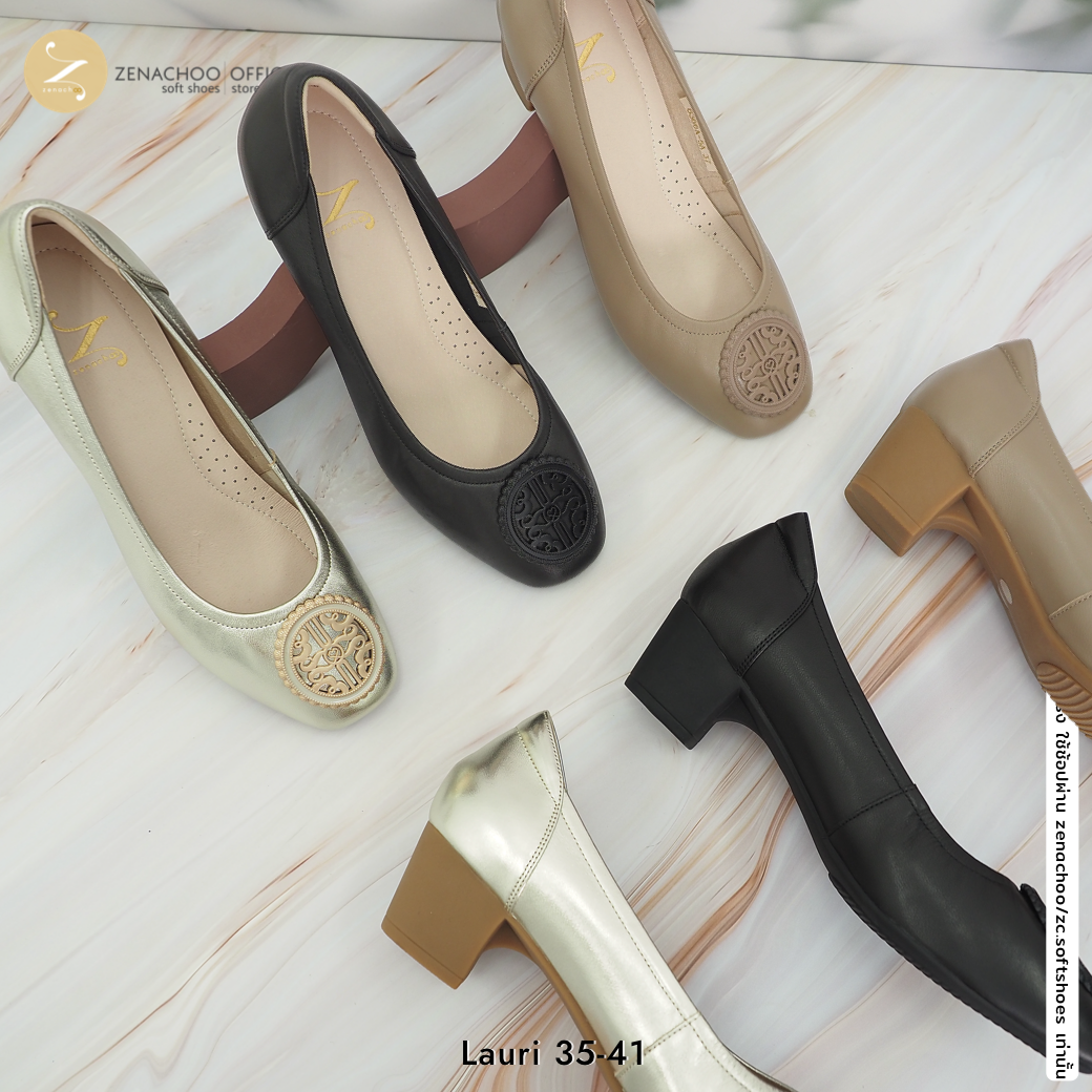 ทรงปกติ เปลี่ยนไซส์ได้-ไม่รับคืน Zenachoo รุ่น Lauri สูง 2นิ้ว หนังแกะ พื้นนิ่ม นวัตกรรมแม่เหล็กจากญี่ปุ่น ใส่สบาย