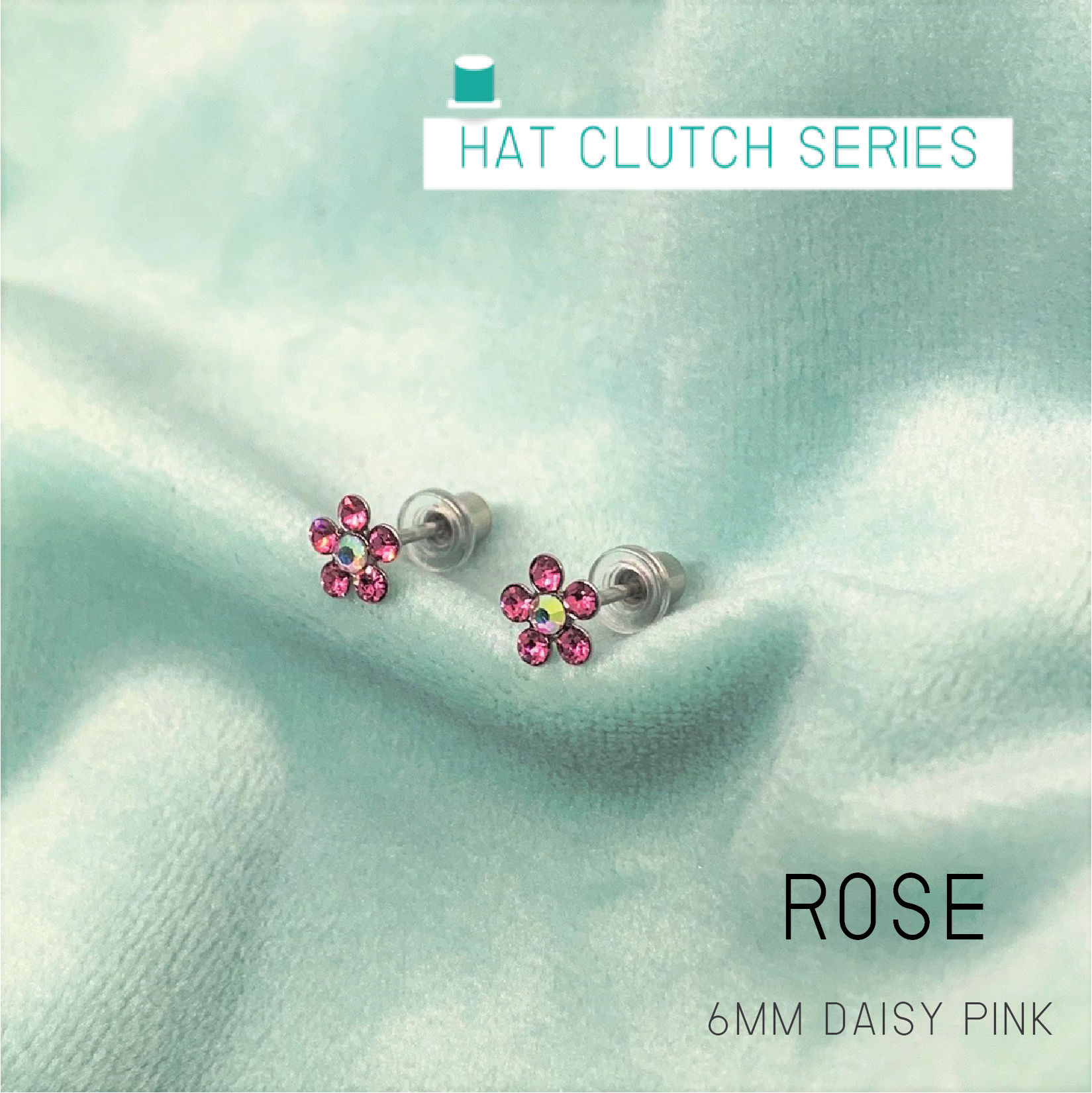 (ส่งฟรี!) ต่างหูสำหรับผิวแพ้ง่ายแป้นตัน สแตนเลสเกรดการแพทย์ DAISY AB ROSE 6MM ปลอดภัย100%