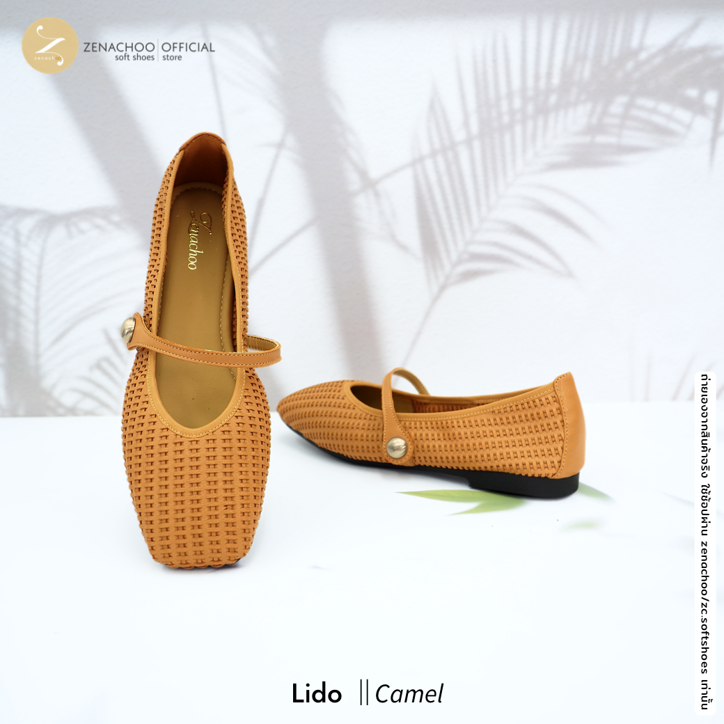 น่ารักและนิ่มสุดใจ ทรงปกติ เปลี่ยนไซส์ได้-ไม่รับคืน รุ่นขายดี Zenachoo Lido สูง 1 นิ้ว รองเท้าหนังแกะแท้ หน้ากว้างใส่ง่าย