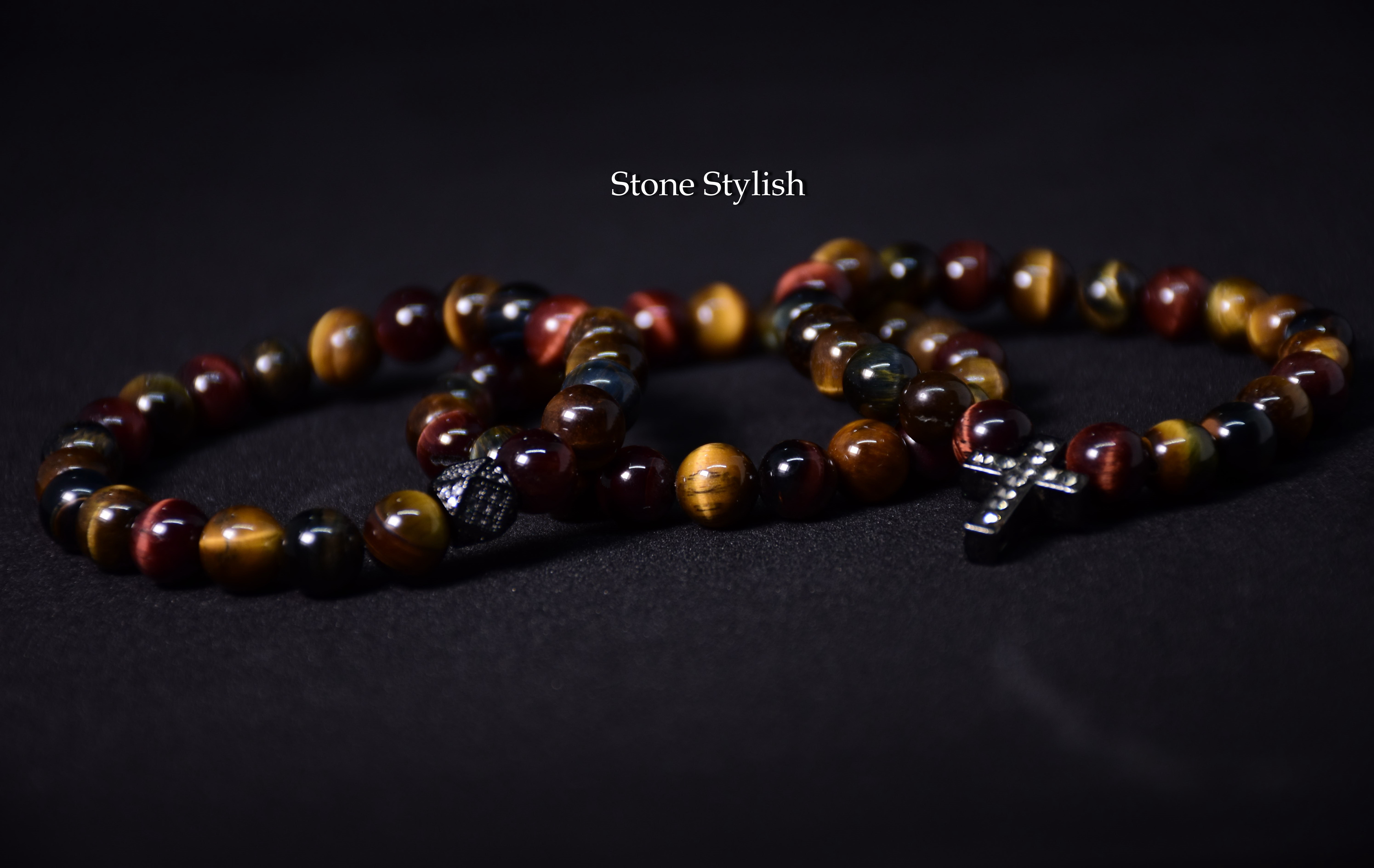 สร้อยข้อมือ สามทหารเสือ (Tri-Color Tiger Eye) ขนาด 8 มิล