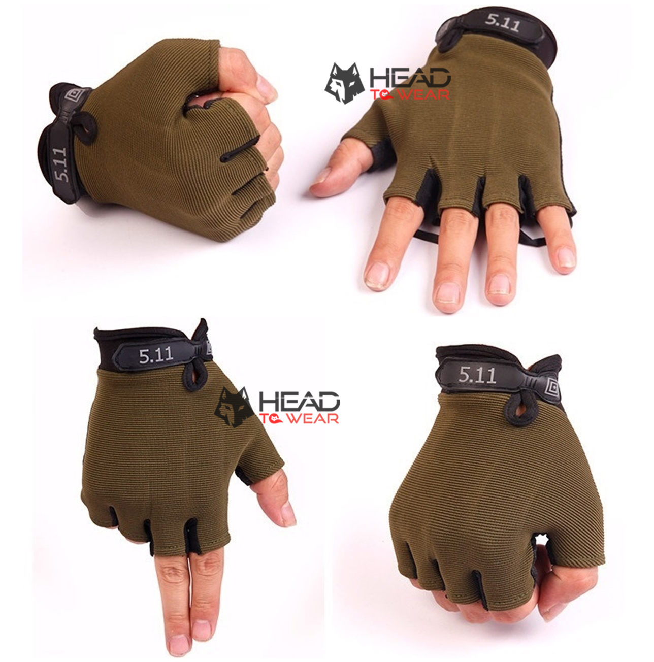 ถุงมือครึ่งนิ้ว 5.11 : สีน้ำตาลเข้ม Brown รหัส GT015