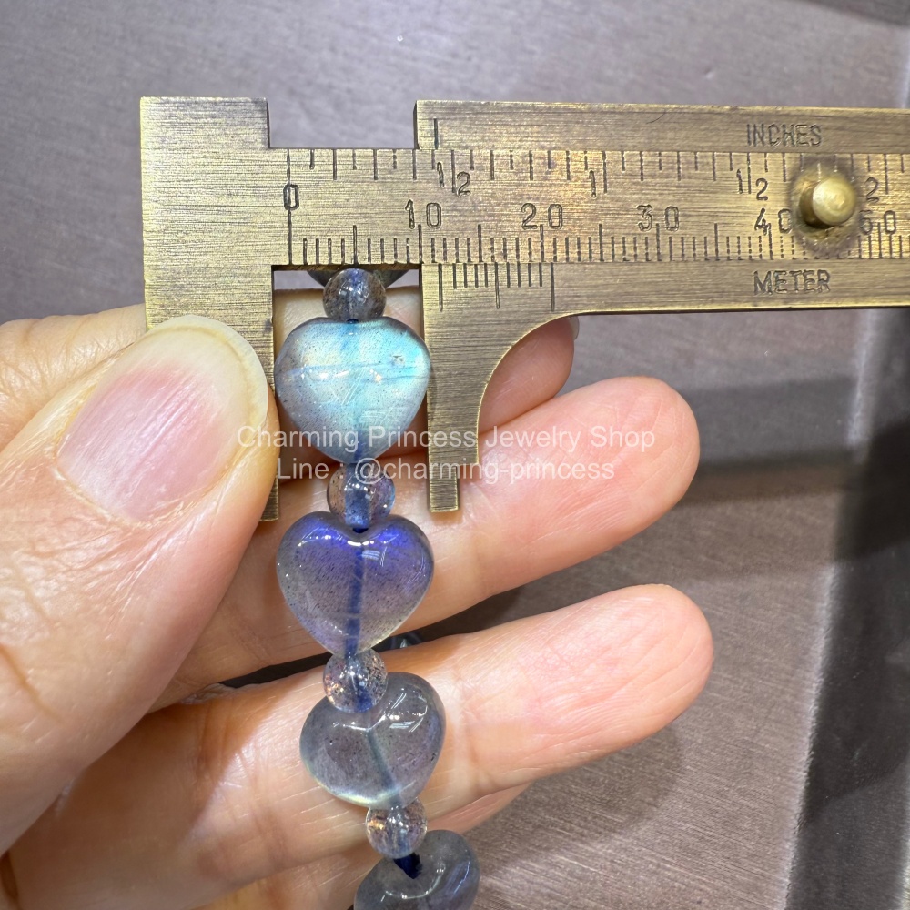 Labradorite ลาบราดอไรต์ Heart Shape and Round 11&4 มม AAA ก่อให้เกิดความคิดสร้างสรรค์ และมีสมาธิ Pastel