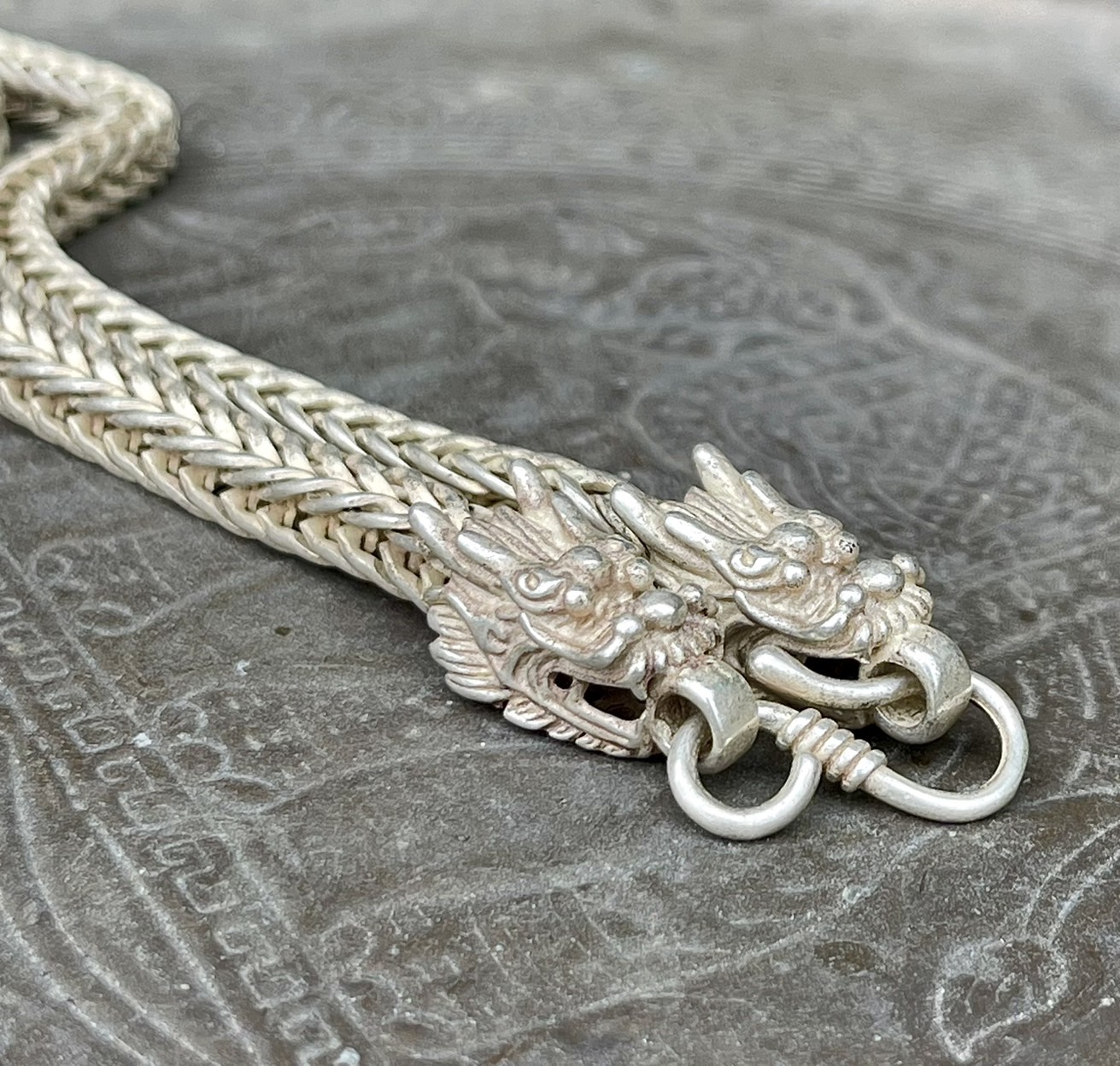 สร้อยคอเงิน สร้อยเงินเก่า หัวลายมังกร สร้อย