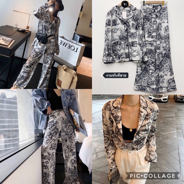 ชุดเซ็ทขายาว ชุดนอนไม่ได้นอน ชุดนอนชุดเที่ยวชุดเดียวกัน