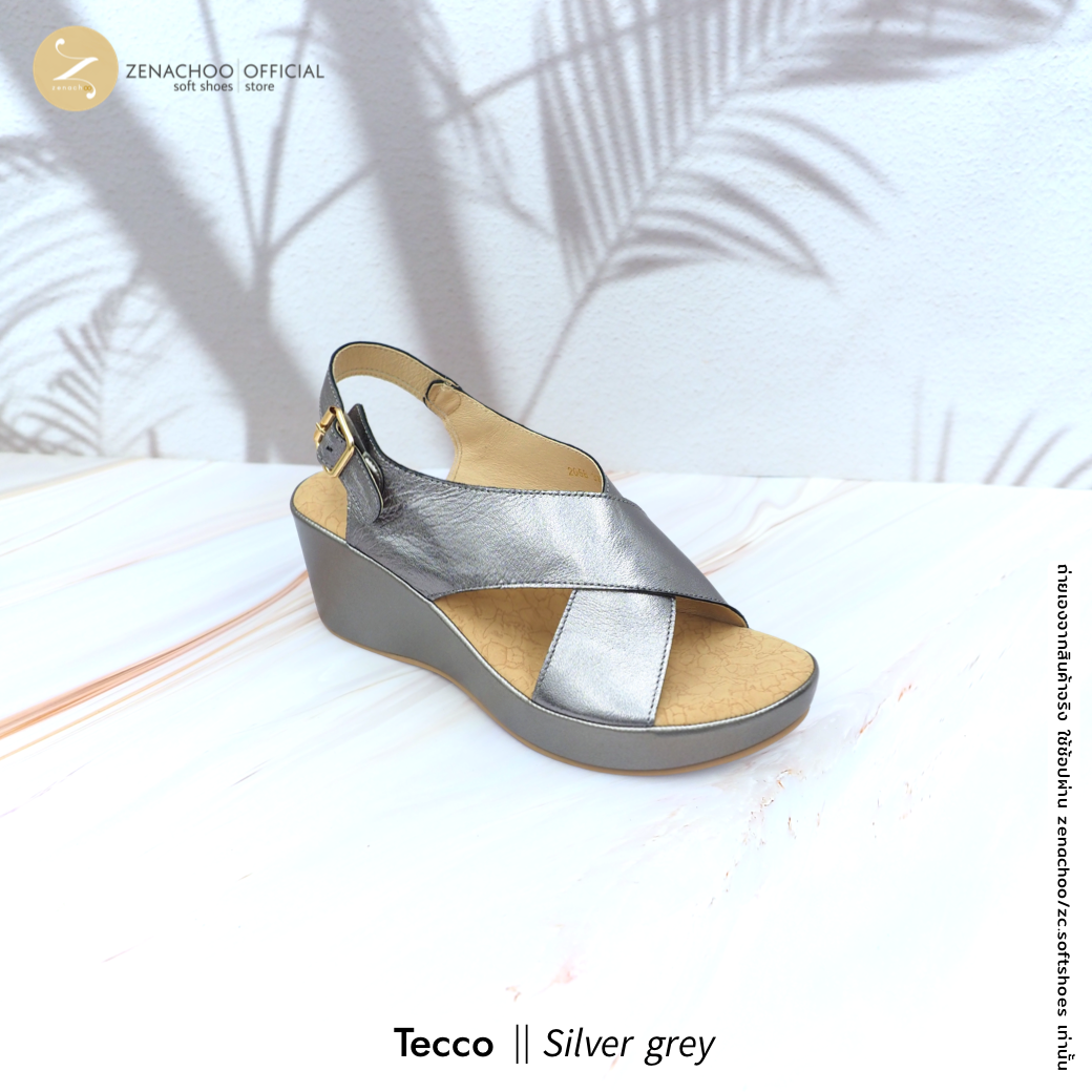 ทรงปกติ เปลี่ยนไซส์ได้-ไม่รับคืน Zenachoo รองเท้าสุขภาพ รุ่น Tecco สูง 2.5 นิ้ว ส้นเตารีด หนังแท้ พื้นนิ่มมาก