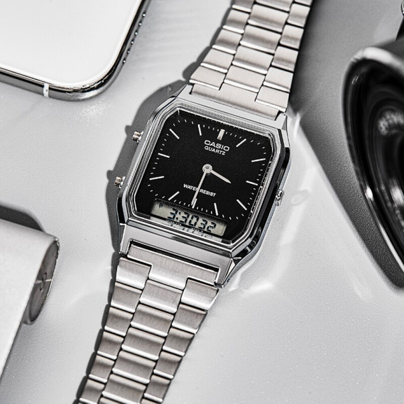 Casio Standard นาฬิกาข้อมือ ช/ญ (unisex) สายสแตนเลส รุ่น AQ-230A Sereis AQ-230A-1D AQ-230A-7D AQ-230A-7B