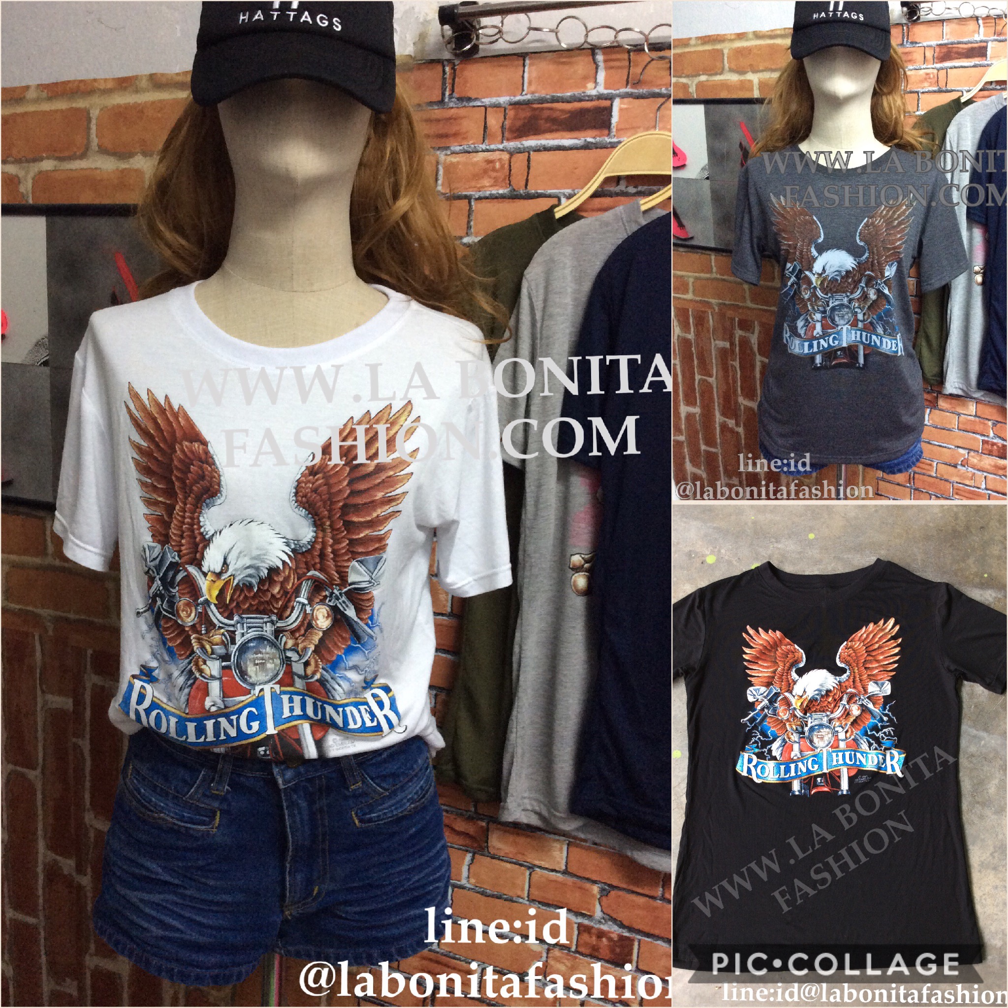 เสื้อยืดผ้านุ่มเนื้อดี พร้อมสกรีนลายสไตล์วินเทจ สกรีนลาย สวย เท่ห์ ลายนกอินทรีขับชอปเปอร์ ตัวหนังสือ Rolling Thunder