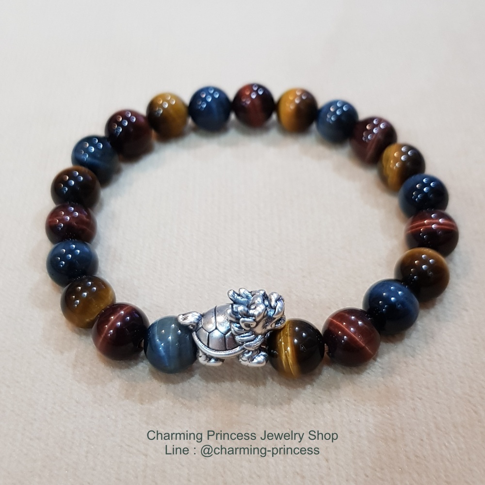 Tiger Eye 3 Colors หินสามทหารเสือ 8 มม แก้ปีชง พลิกฟื้นดวงชะตา แคล้วคลาดปลอดภัย ตัวคั่นเต่ามังกรเงินแท้ มีความหมายถึงสุขภาพที่สมบูรณ์
