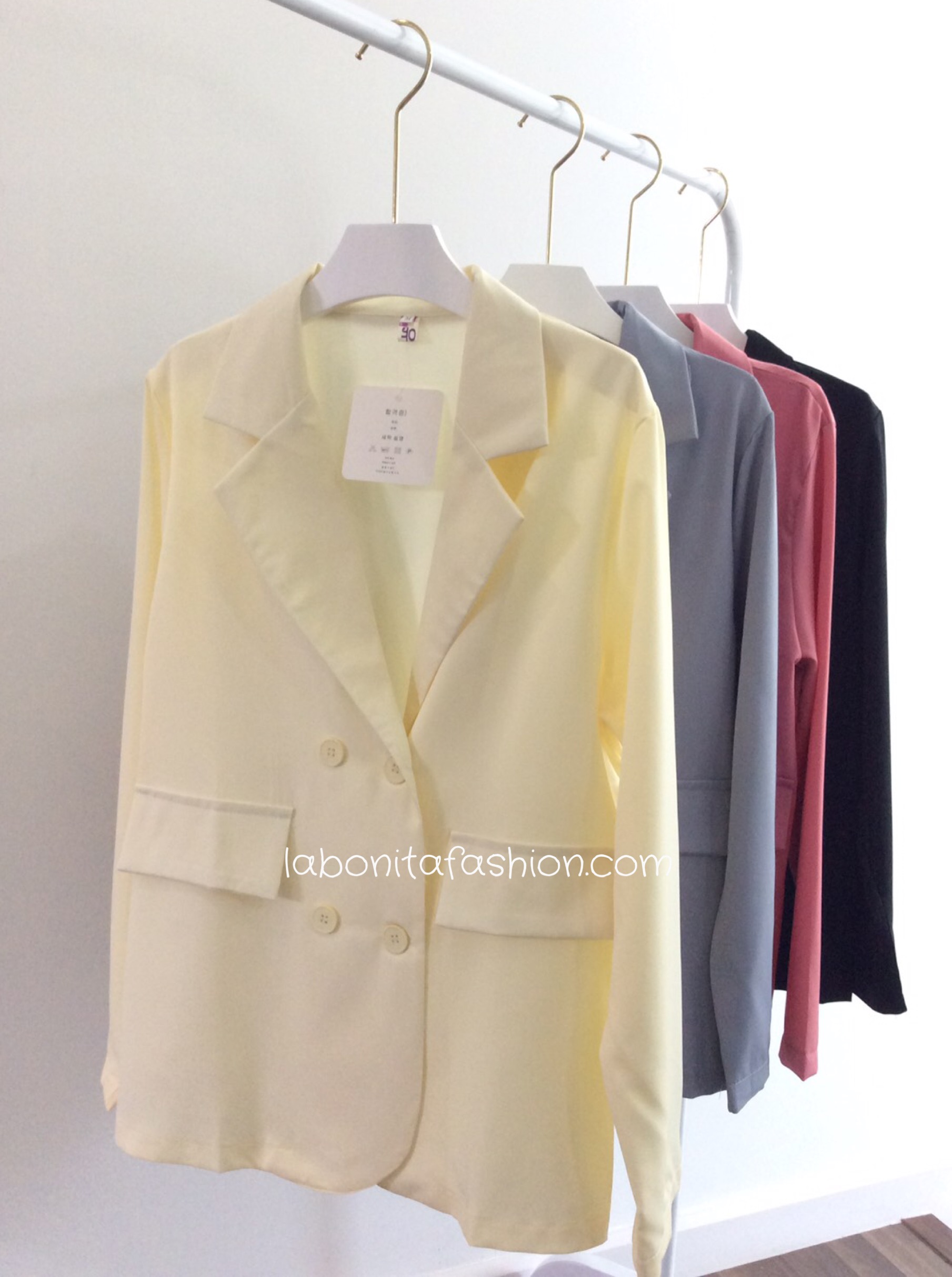 เสื้อสูททรงหลวมสไตล์เกาหลี ผ้าลื่นรีดง่าย