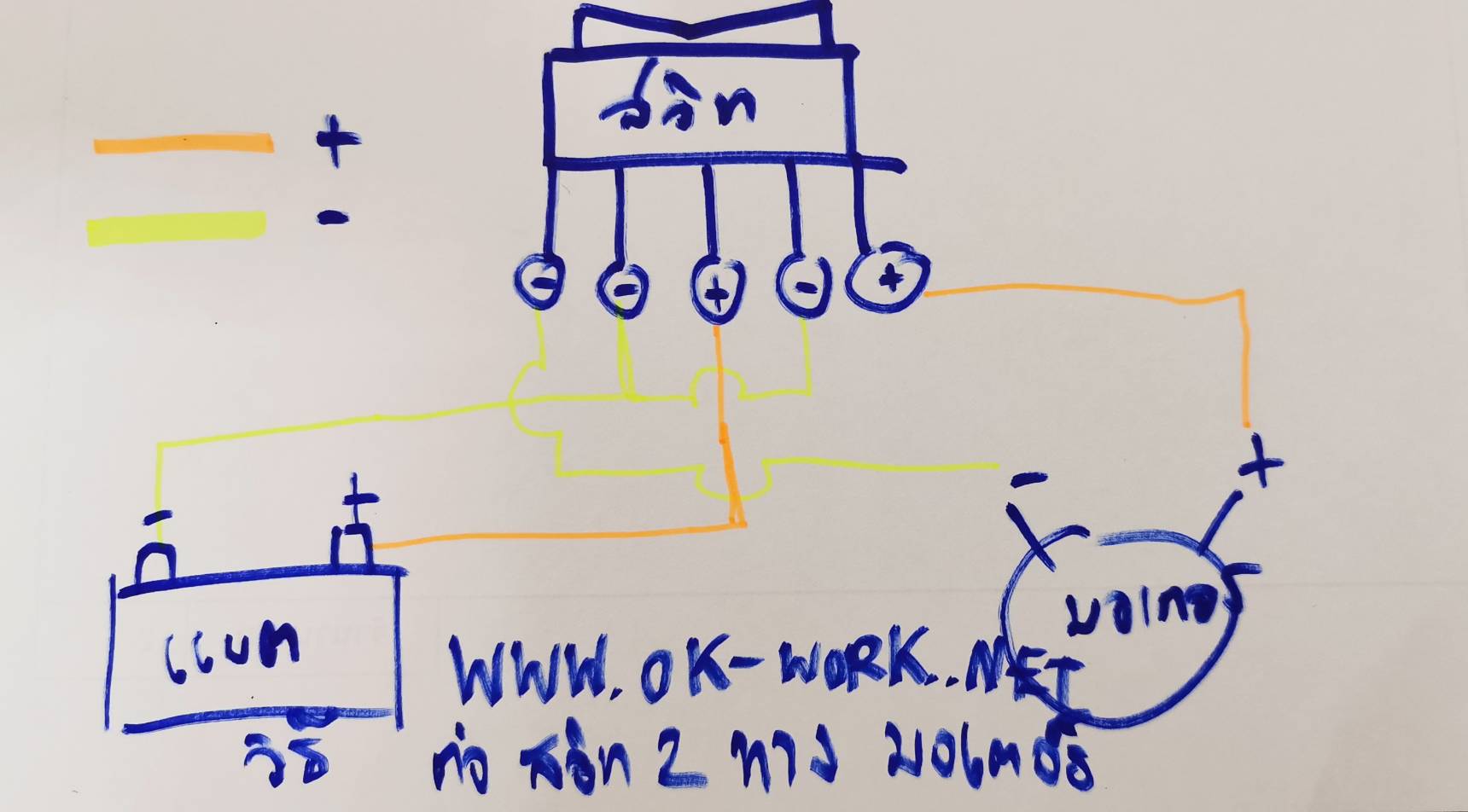 OT128 สวิทซ์ 2 ทาง 12V 20A สำหรับคุมมอเตอร์หมุนกลับทาง