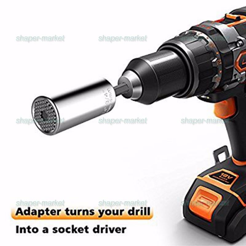 AD18 ลูกบล็อกเอนกประสงค์ อันเดียว ไขน็อตได้ตั้งแต่เบอ 7 ถึงเบอ 19 พร้อมแกนแปลงใส่สว่าน