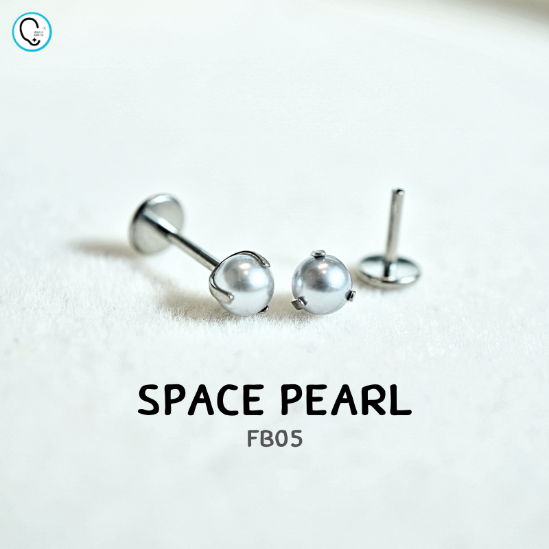 ต่างหูไทเทเนียม 100% แป้นแบนขันน็อต สำหรับผิวแพ้ง่าย ใส่สบายเรียบหลังหู รหัส FB (ราคา/ข้าง)