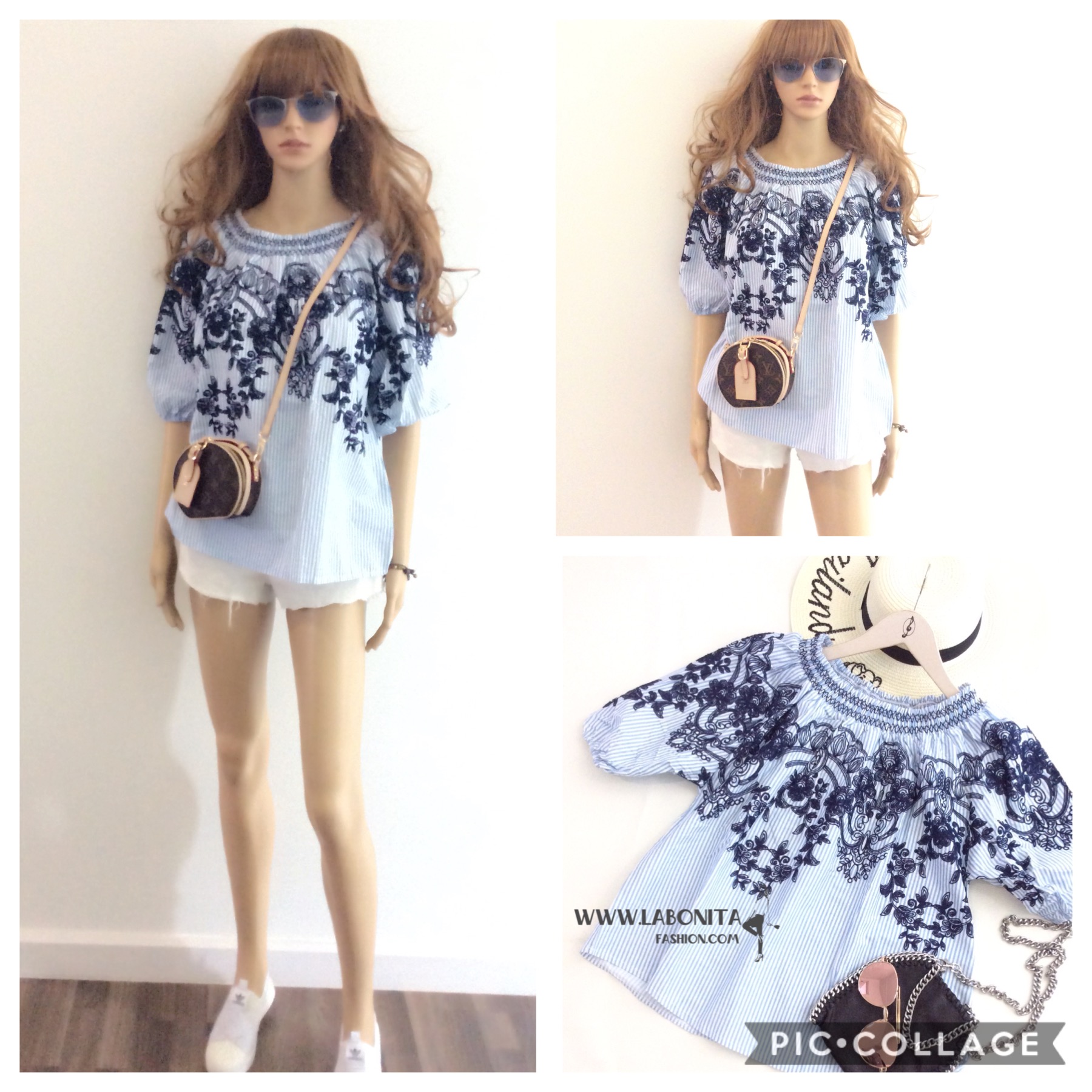 เสื้อสม็อค เสื้อแฟชั่นเกาหลีทรงน่ารัก ปักลายดอกไม้ ใส่เปิดไหล่ก็สวย