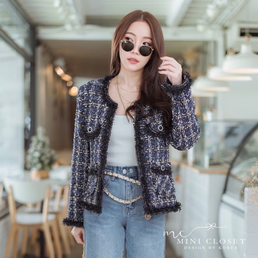 เสื้อคลุมผ้าทวีตสไตล์เกาหลี