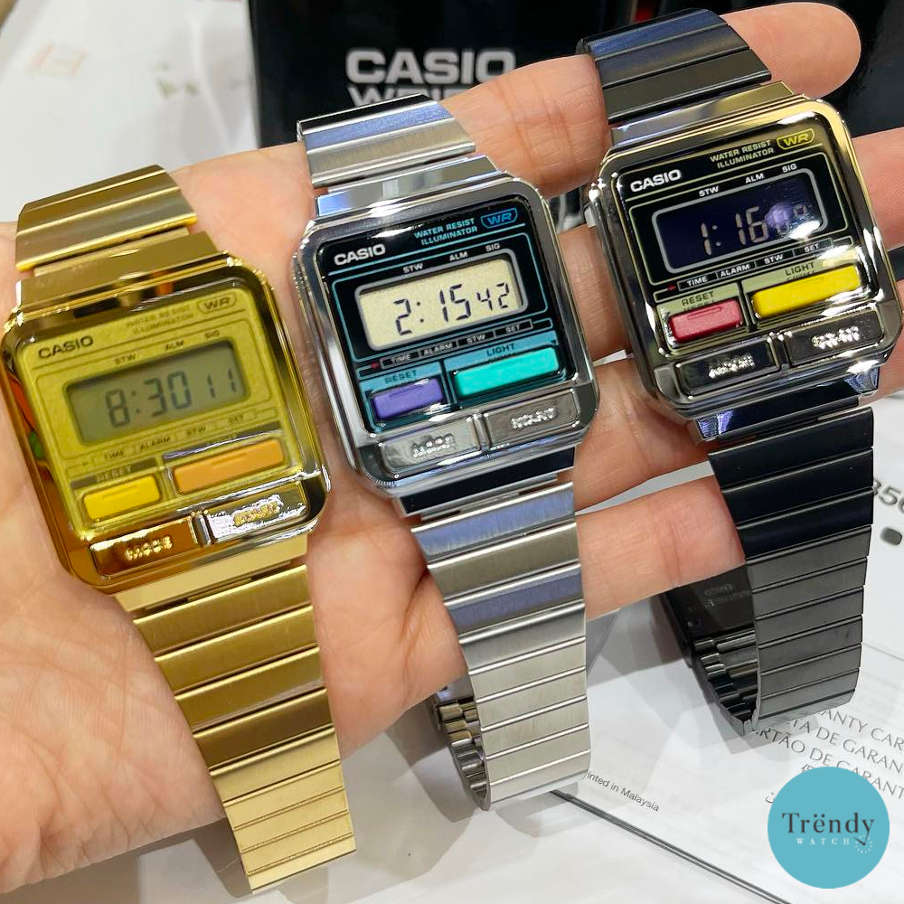 Casio Standard vintage นาฬิกาข้อมือ Unisex สายสแตนเลส รุ่น A120, A120WE,A120WEG,A120WEGG A120WEST-1 (limited)