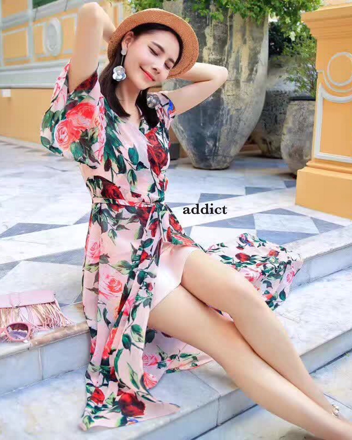 เดรสลายดอกไม้ มีซับในแยกชิ้น