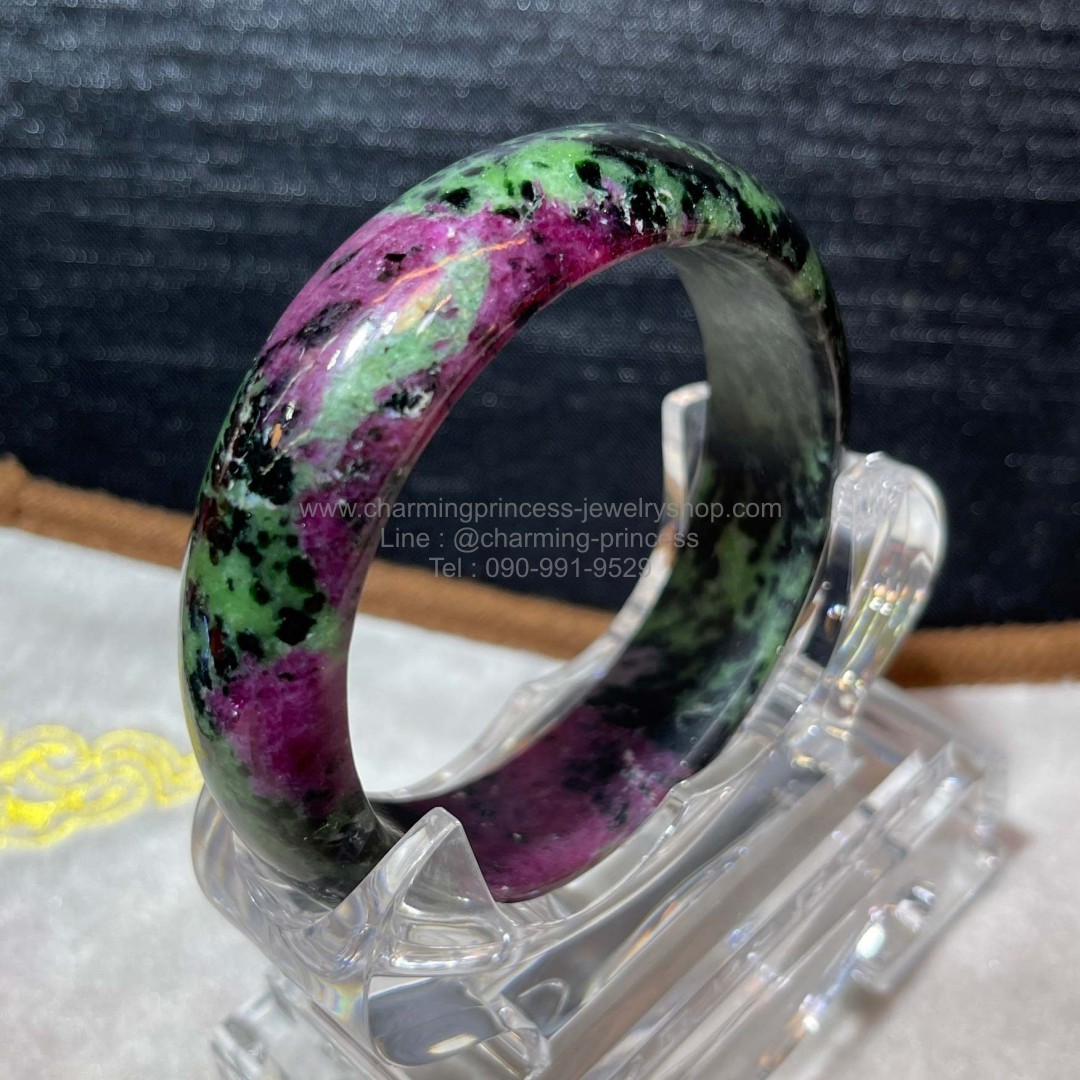 Ruby Zoisite, Anyolite Bangle กำไลข้อมือ รูบี้ซอยไซท์, เอนิโอไลต์ มีความเชื่อมั่นในเองและมีชีวิตตามที่คุณต้องการ ขนาด ความกว้างวงใน 58.6 มม