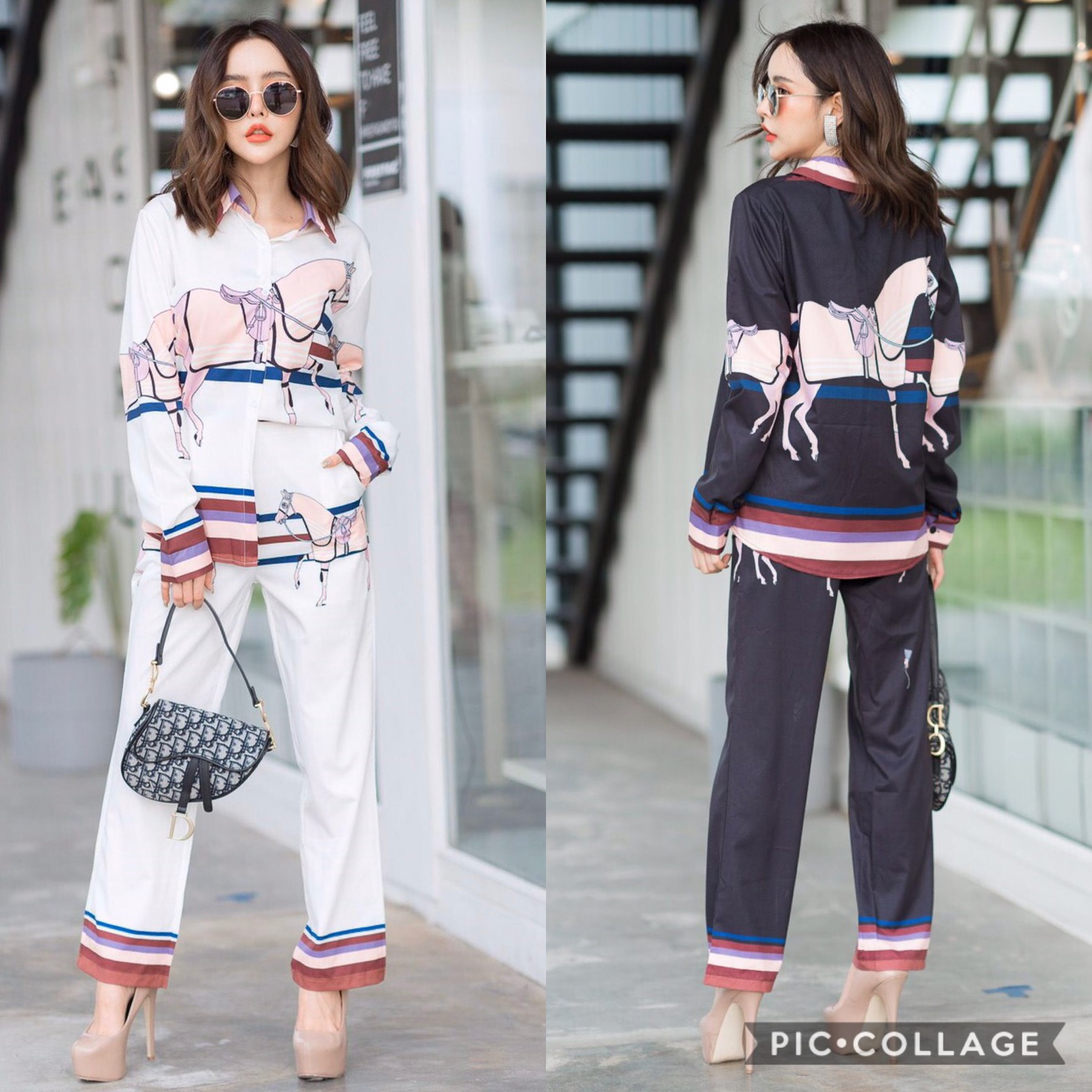 ชุดเซ็ทเสื้อกางเกงขายาว ลายม้า🐎ขายดีมากค่ะ