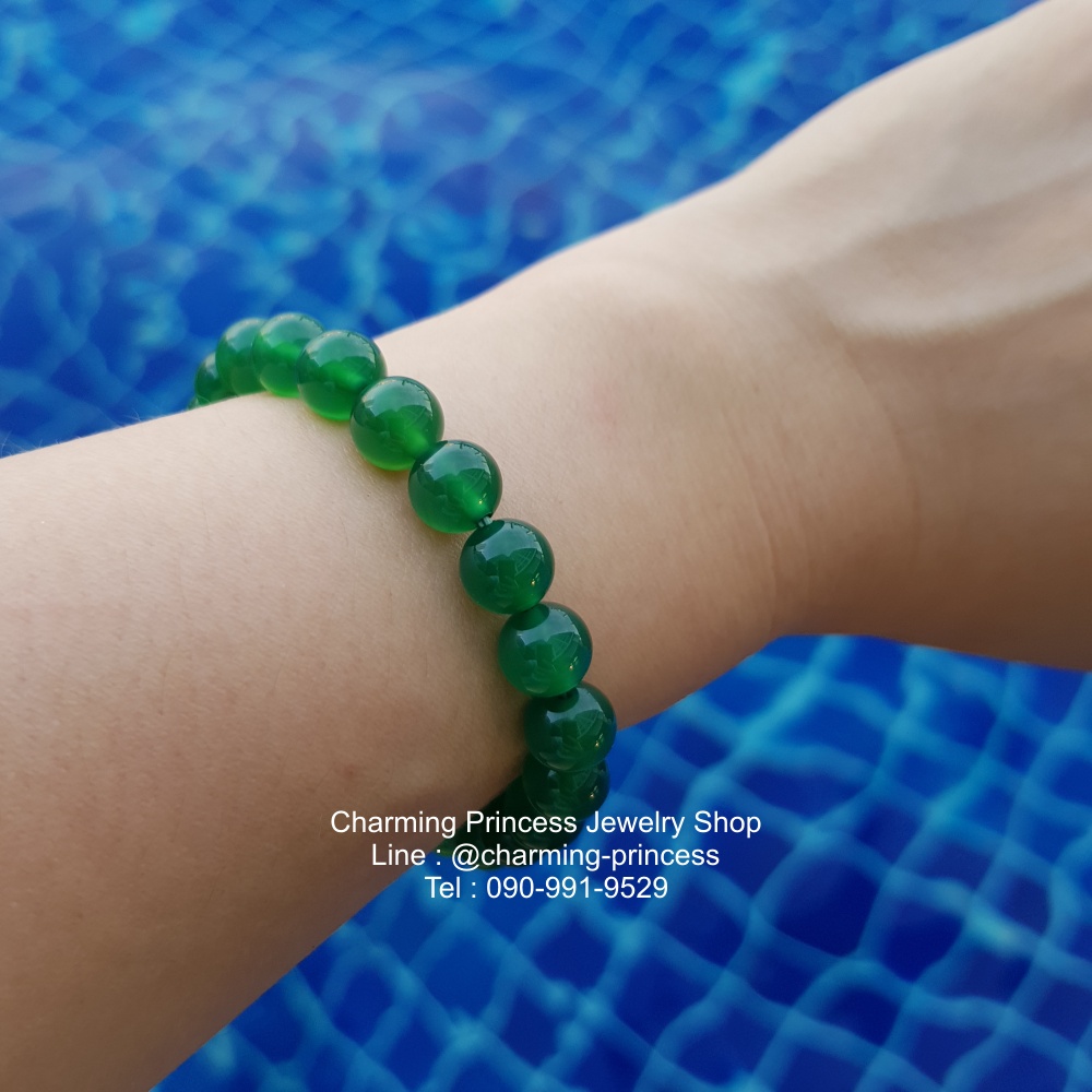 Green Agate อาเกต สีเขียว 8 มม สงบ ผ่อนคลาย ความร่ำรวย และ มีพลัง