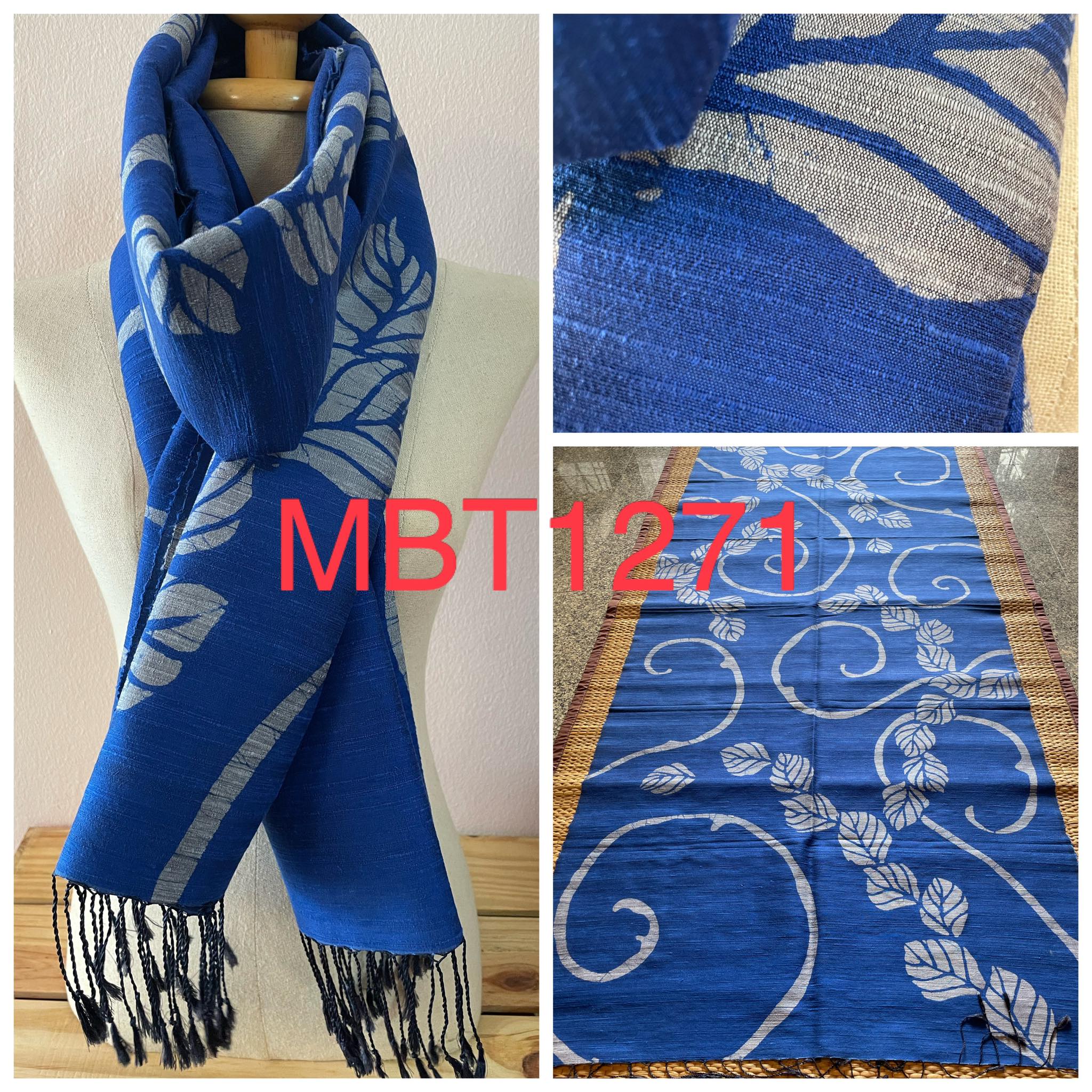 ผ้าพันคอ-คลุมไหล่ไหมแท้ทอมือ ลายบาติก Handmade