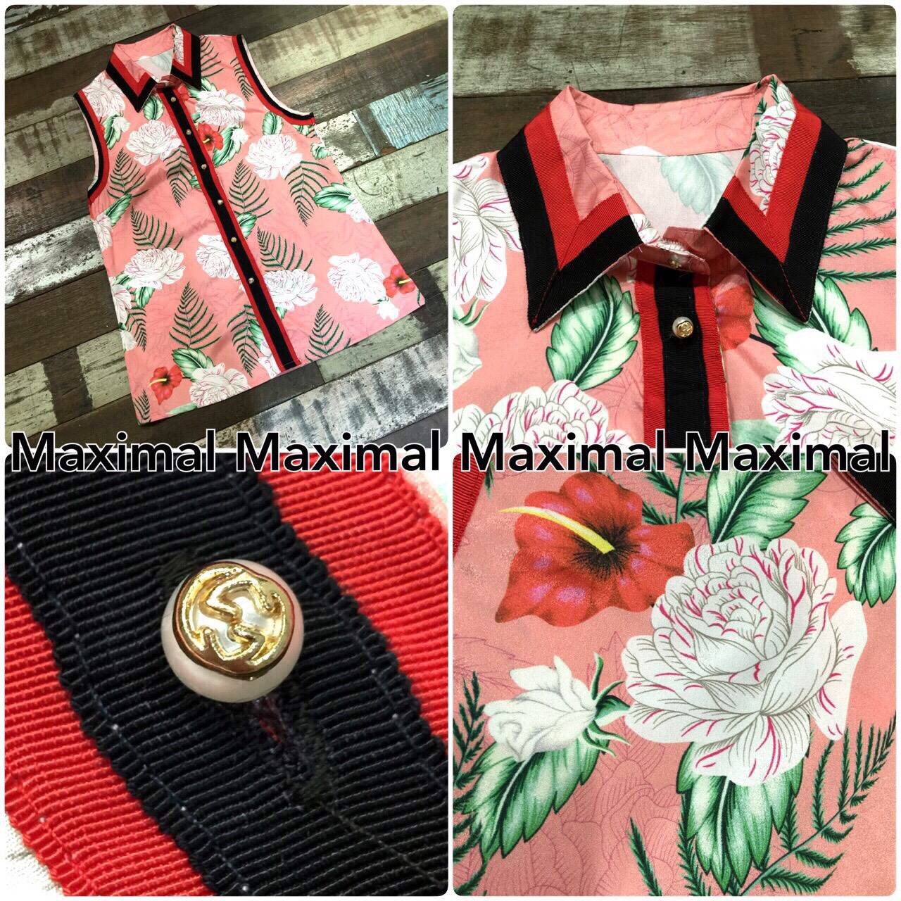 พร้อมส่งอีกรอบจ้า เสื้อคอปกลายดอกไม้ Gucci Silk ญี่ปุ่น เนื้อนุ่มไม่บางสวมใส่สบาย