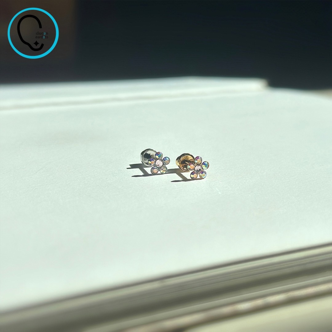 (สำหรับเจาะ)แป้นหมวก Daisy rose crystal AB แพคเกจปลอดเชื้อ ปลอดภัย100%_HC663