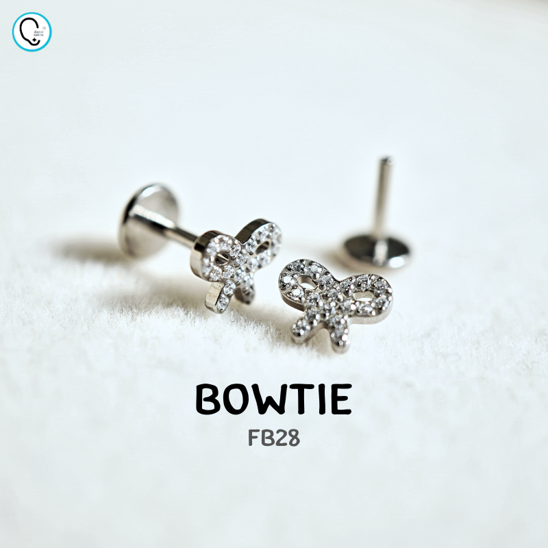 ต่างหูไทเทเนียม 100% แป้นแบนขันน็อต สำหรับผิวแพ้ง่าย ใส่สบายเรียบหลังหู รหัส FB (ราคา/ข้าง)