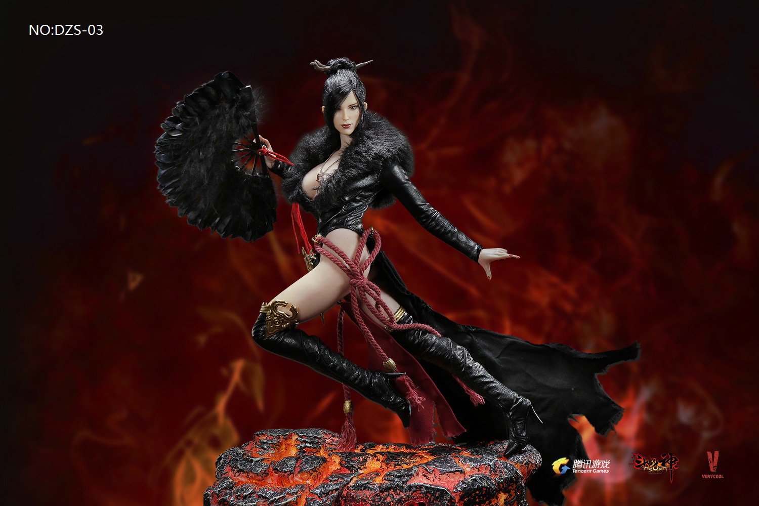VERYCOOL DZS-003 + VCF-2028 1/6 “Dou Zhan Shen” Series of Tencent Game - RAKSA + Stone-Shaped Display Stand