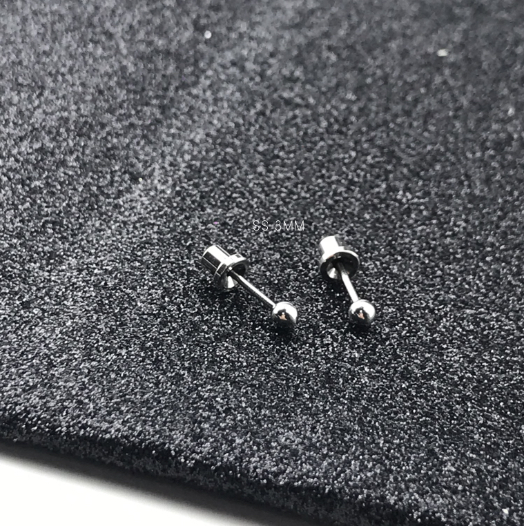 (สำหรับเจาะ ทองแท้14K)แป้นหมวก 14K YG 3MM BALL แพคเกจปลอดเชื้อ ปลอดภัย100%_H1401__